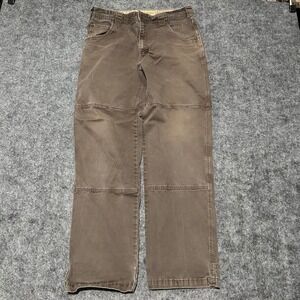 Cabelas Casuals Double Knee Work Pants Brown Canvas 34x34 CHECK MEASUREMENTS